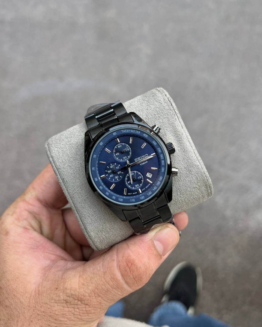 Seiko Chronograph 10 Bar SSB377P1 Black Blue