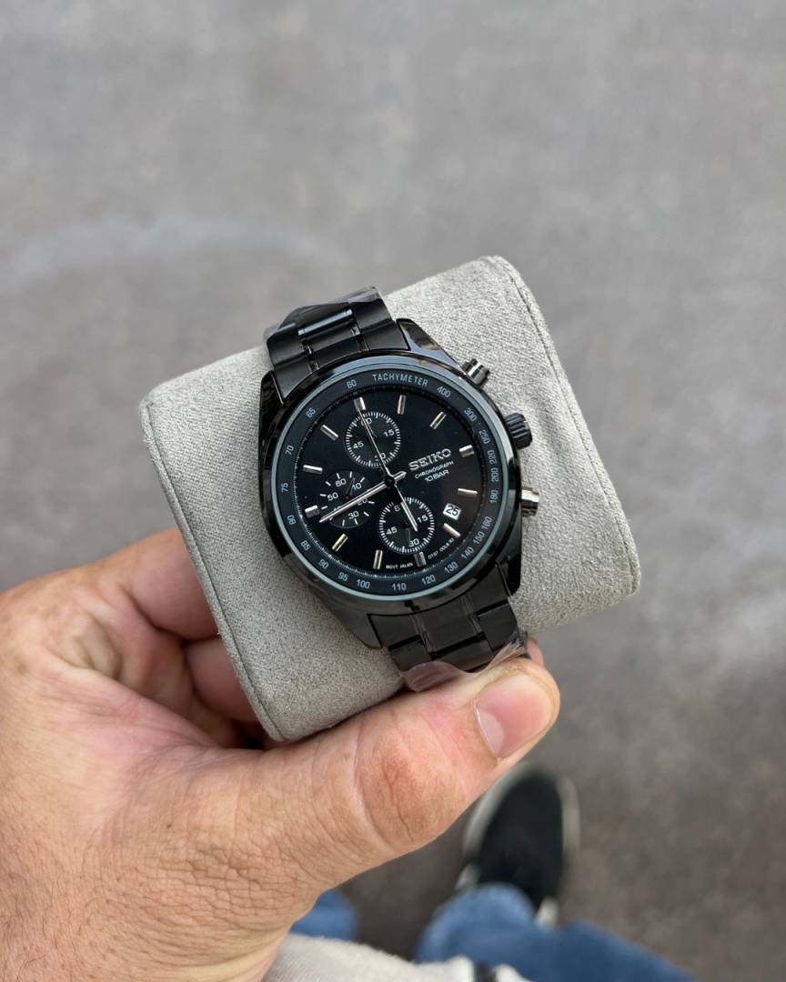 Seiko Chronograph 10 Bar SSB377P1 Full Black