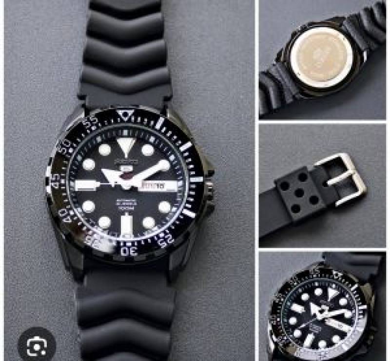 SEIKO 5 sports WATCH black leather belt 014